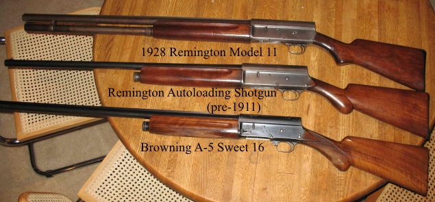 For comparison here in the middle is a first year (1905) Remington Autoload...